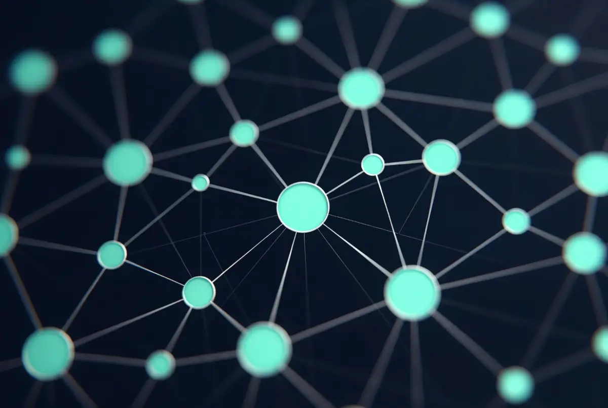 Abstract network diagram showing interconnected teal nodes on a dark navy background, representing the MCP protocol ecosystem